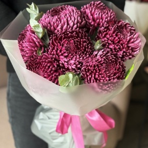 Букет "Виноградный" из 7 хризантем Бигоуди в Лобне