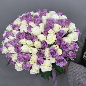Букет "Фиолетовый микс" из 101 розы (40 см) в Лобне