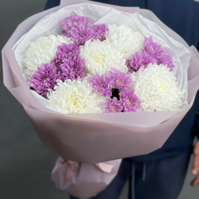 Букет "Вместе с тобой" из нежных хризантем в Лобне