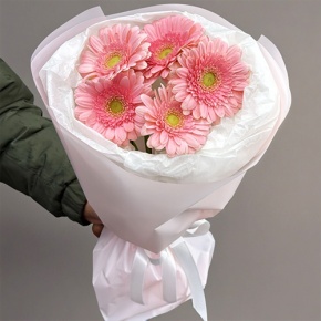 Букет из 5 розовых гербер мини в Лобне