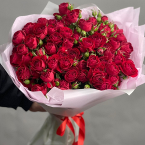 Букет из 17 красных кустовых пионовидных роз (50 см) в Лобне
