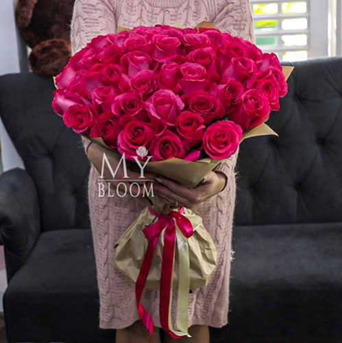 Букет 51 роза Эквадор Пинк Флоид (60 см) в Лобне